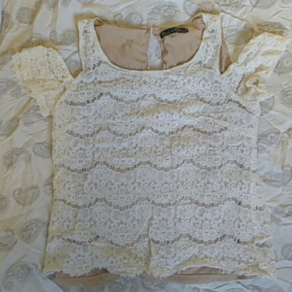 White patterned off the shoulder top